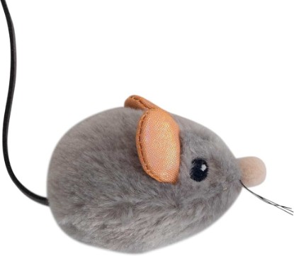 Picture of Catstages Squeak Squeak Mouse Cat Toy, Catnip & Touch-Activated Sound, 1.5" | Soft Faux Fur & Floppy Tail, Sound Mimics Prey, Lightweight & Easy Carry, Hunt & Chase, Batteries Included, Cats & Kittens