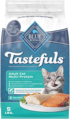 Picture of Blue Buffalo Tastefuls Salmon & Ocean Fish Multi-Protein Dry Cat Food, 5 lb | Two Premium Proteins, Finest Natural Ingredients