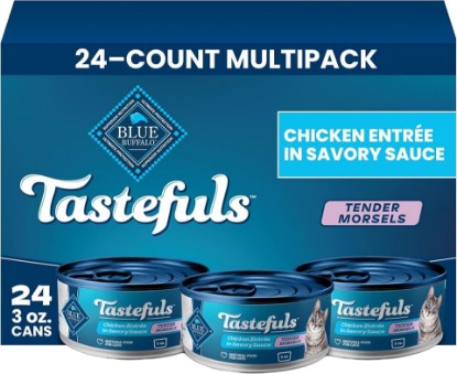 Picture of Blue Buffalo Tastefuls Chicken Tender Morsels Wet Cat Food, 3 oz, 24 ct | Real Chicken First, Tender Morsel Texture, No Chicken By-Product, Corn, Wheat, or Soy