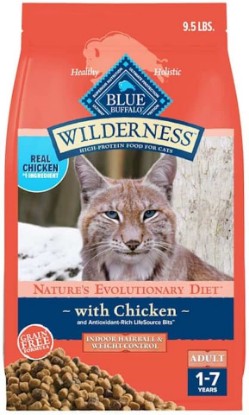 Picture of Blue Buffalo Wilderness Indoor Hairball & Weight Control Dry Cat Food 9.5lb | High Protein, Real Chicken #1 Ingredient, Supports a Healthy Weight in Adult Cats, Promotes Healthy Digestion