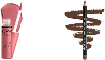 Picture of NYX PROFESSIONAL MAKEUP Butter Lip Gloss & Slim Lip Liner Pencil Bundle in Tiramisu & Espresso, 1 Kit