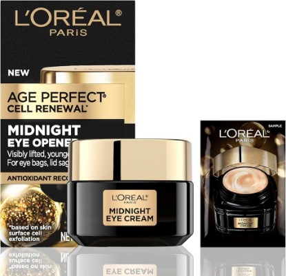 Picture of L'Oreal Paris Age Perfect Cell Renewal Midnight Eye Cream, Antioxidant-Rich Under Eye Cream to Treat 8 Signs of Aging, Includes Night Cream Sample