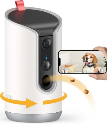 Picture of TKENPRO 2K Pet Camera Treat Dispenser, 360°View Dog Camera with Phone App, 5G&2.4G WiFi 2-Way Talk Pet Cam Indoor for Cats Remote Treat Tossing, Motion Alerts, Auto Tracking