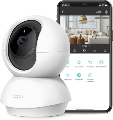 Picture of Tapo TP-Link 2K Pan Tilt Security Camera for Baby Monitor, Dog Camera w/Motion Detection, 2-Way Audio Siren, Night Vision, Cloud &SD Card Storage (Up to 256 GB), Works with Alexa & Google Home (C210) ClimatePartner certified