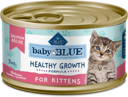 Picture of Blue Buffalo Baby Blue Salmon Kitten Paté Wet Cat Food, 3 oz, 24 ct | Real Samon #1 Ingredient, Healthy Growth Formula with DHA for Cognitive Development, Grain-Free Recipe
