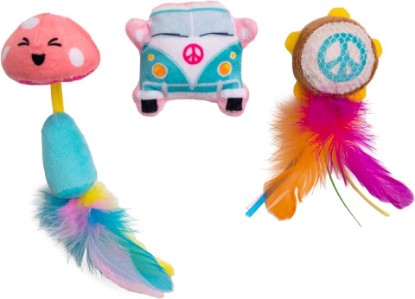 Picture of Catstages Festival 3 Pack Interactive Catnip Cat Toys with Crinkle Sounds, Flinger, & Feathers for Play, Batting & Chasing