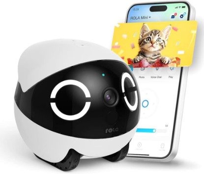 Picture of Enabot EBO ROLA Mini Pet Camera Robot: 2K FamilyBot Mobile Home Companion | Whole-Home Mobility, Two-Way Talk, Night Vision, Long Battery Life, Local Storage, Long Distance Gift