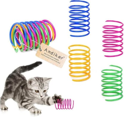 Picture of Andiker Cat Spring Toy, 12 Pc Colorful Cat Kicker Toys Interactive Cat Toys for Indoor Cats Swatting, Biting, Hunting to Kill Time and Keep Fit Global Recycled Standard