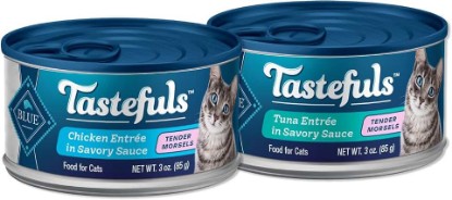 Picture of Blue Buffalo Tastefuls Natural Tender Morsels Wet Cat Food Bundle, Chicken and Tuna 3-oz cans (48 Count- 24 of Each Flavor)