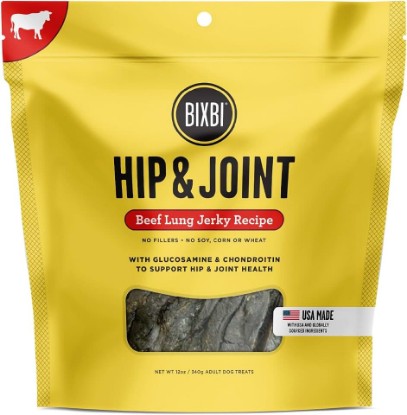 Picture of BIXBI Hip & Joint Support Beef Liver Jerky Dog Treats, 12 oz - USA Made Grain Free Dog Treats - Glucosamine, Chondroitin for Dogs - High in Protein, Antioxidant Rich, Whole Food Nutrition, No Fillers