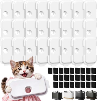 Picture of Replacement Filters for PETLIBRO Dockstream Cat Water Fountain PLWF106 | Fits PLWF116/PLWF115/PLWF105/PLWF005, 12 Months Set of Replacement Filters for Pet Water Fountain, 25 Filters + 25 Sponges Global Recycled Standard