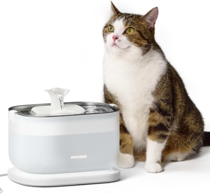 Picture of PETLIBRO Cat Water Fountain, Cat Fountain Indoor Stainless Steel Tray, 2.5L/84oz Wireless Pump Pet Water Fountain, Cat Water Dispenser with Two Flow Modes, Pet Fountain for Drinking Easy Clean