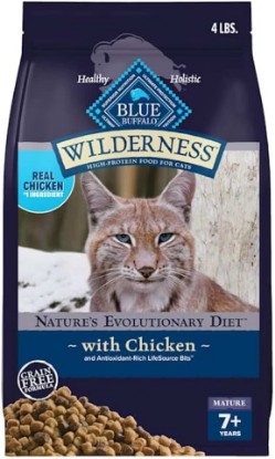 Picture of Blue Buffalo Blue Wilderness Natural High Protein, Chicken, Mature Dry Cat Food, 4 lbs.