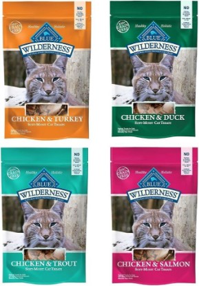 Picture of Blue Buffalo Wilderness Soft-Moist Grain-Free Cat Treats Variety Pack - 4 Flavors (Chicken & Duck, Chicken & Trout, Chicken & Salmon, and Chicken & Turkey) - 2 Oz Each (4 Total Pouches)