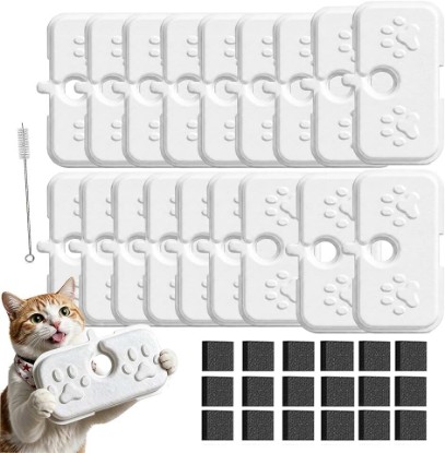Picture of Pet Water Fountain Filter Fit for Petlibro Dockstream Cat Fountain PLWF005 | PLWF115/PLWF105|12 Replacement Filters + 12 Pump Sponges and 1 Clean Brush|OEM-Grade Fit ClimatePartner certified