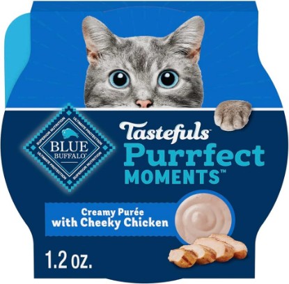 Picture of Blue Buffalo Tastefuls Purrfect Moments Creamy Purée Snack for Adult Cats, Cheeky Chicken, 1.2oz Cup, 12 Count