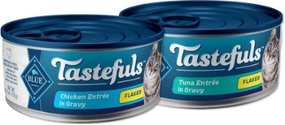 Picture of Blue Buffalo Tastefuls Natural Flaked Wet Cat Food Bundle, Flaked Chicken and Tuna 5.5-oz cans (48 Count- 24 of Each Flavor)