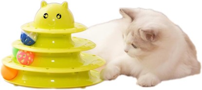 Picture of Catstages Tower, Interactive 3-Tier Cat Track Toy with 6 Spinning Balls in Box, Cat Fun Durable Toy, for All Breed of Cats, Catty Self-Entertainment Toys, Green