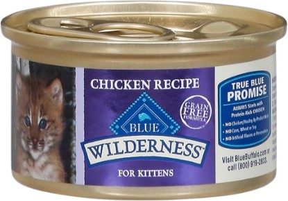 Picture of Blue Buffalo Wilderness High Protein Grain Free, Natural Kitten Pate Wet Cat Food, Chicken 3-oz cans (Pack of 1)