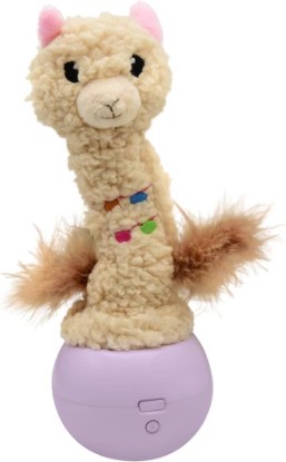 Picture of Catstages Electronic Dancing Llama Interactive Cat Toy, Wobbles and Plays Music, Battery Powered, Plush, White