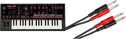 Picture of Roland JD-XI 37-Key Interactive Analog/Digital Crossover Synthesizer, Black & Hosa CPP-202 Dual 1/4" TS to Dual 1/4" TS Stereo Interconnect Cable, 2 Meters