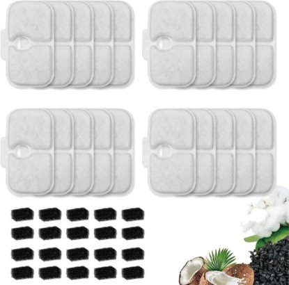Picture of 20 Packs Cat Water Fountain Filter Replacement Compatible with Petlibro | Fit for Petlibro Dockstream Cat Water Fountain PLWF005/PLWF115/PLWF105/PLW106/PLWF116/PLWF305,Filter with Pre-Filter Sponge