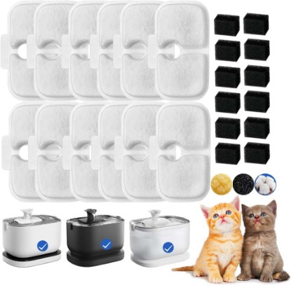 Picture of Cat Water Fountain Filter,12 pcs Pet Filter fit Petlibro Dockstream PLWF005 | Multi-layer filtration, Individually packaged. Filter replacement for Petlibro PLWF005/PLWF115/PLWF105.Multi-Cat and Dog Home
