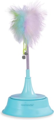 Picture of Catstages 2-in-1 Spring Teaser Cat Toy – Bouncy Interactive Cat Ball Track Add-On with Feathers & Bells, Blue