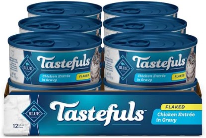 Picture of Blue Buffalo Tastefuls Flaked Chicken Entree in Gravy Natural Wet Food for Adult Cats, 5.5 oz., Case of 12