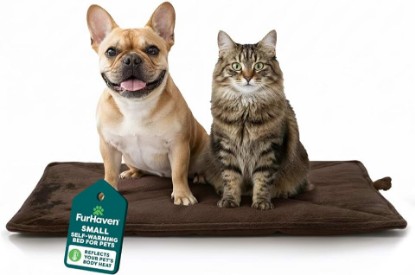 Picture of Furhaven ThermaNAP Self Warming Cat Mat, Dog Bed for Crates with Self-Warming Technology for Cozy Rest, Fully Machine Washable, Small, Plush Faux Fur, Espresso