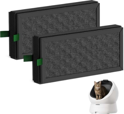 Picture of Activated Carbon Filters for PETLIBRO Luma Automatic Cat Litter Box | Self Cleaning Litter Box Replacement Filters, 800 Iodine Carbon, Easy Installation, Long-Lasting Litter Box Accessory, 2 Pack Global Recycled Standard