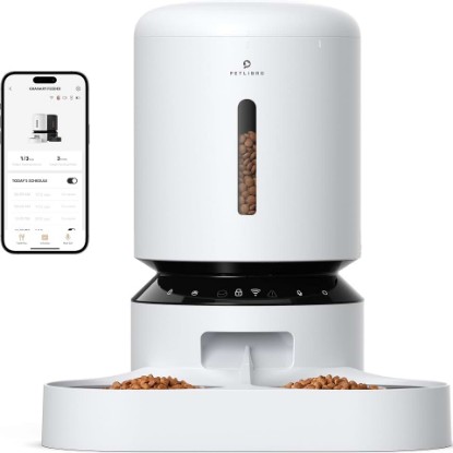 Picture of PETLIBRO Automatic Cat Feeder, WiFi Pet Feeder for 2 Cats or Dogs with APP Control, 5L Timed Cat Food Dispenser, Adjustable Meal Splitter, Fresh Food Storage, 10s Meal Call, Stainless Steel Bowls