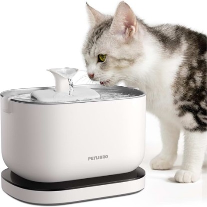Picture of PETLIBRO Cat Water Fountain, Cat Fountain with Stainless Steel Tray, 2.5L/84oz Dockstream Water Fountains, Cordless Pet Water Fountain Battery Operated, Pet Fountains for Cats Indoor