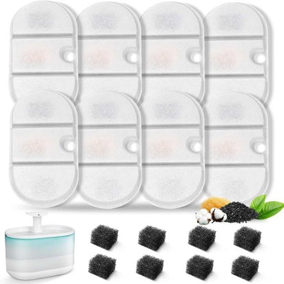 Picture of 16 Packs Replacement Cat Water Fountain Filters Compatible with PETLIBRO Capsule Pet Water Fountain: PLWF002,71oz/2.1L Ultra Quiet-BPA-Free, Two Flow Modes Pet Dispenser