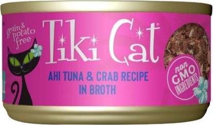 Picture of Tiki Cat Grill Wet Cat Food, Ahi Tuna & Crab, 2.8 oz. Cans (12 Count) | Wet Cat Food, Tuna & Crab, Real Flaked Fish, High Protein, High Moisture for Hydration, 2.8 oz Cans, 12 Pack