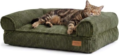 Picture of FUKUMARU Dog Couch Bed, Corduroy Cozy Cat Bed, Waterproof, Washable Cover | 28in Orthopedic Dog Beds Sofa for Small Dogs and Large Cats, Cute Warm Cotton Pet Sofa OEKO-TEX STANDARD 100