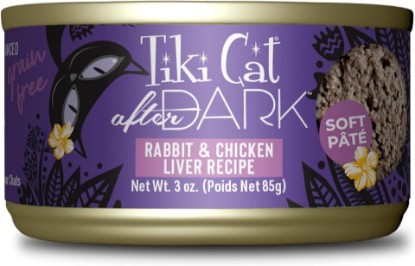 Picture of Tiki Cat After Dark Pâté Wet Cat Food, Rabbit & Chicken Liver, 3 oz. Cans | Wet Cat Food, Pate, High Protein, Organ Meat, Novel Protein, Real Rabbit First Ingredient, High Moisture, 3 oz. Cans, 12 Pack