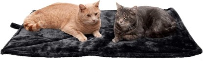 Picture of Furhaven ThermaNAP Self-Warming Cat Bed for Indoor Cats & Large/Medium Dogs, Washable & Reflects Body Heat - Quilted Faux Fur Reflective Bed Mat - Black, Large