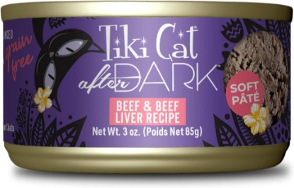 Picture of Tiki Cat After Dark Pâté Wet Cat Food, Beef & Beef Liver, 3.0 oz Cans | Soft pâté texture, protein-rich nutrition, mimics natural prey diet, grain-free, no artificial additives, complete meal