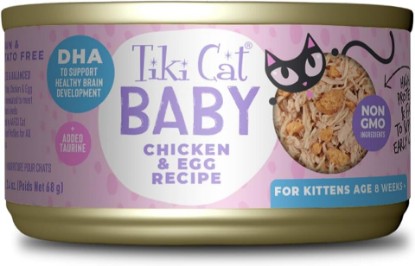 Picture of Tiki Cat, Baby Chicken & Egg Can, 2.4 Ounce | Wet Cat Food for Kittens, High Protein, High Moisture, With DHA for Brain Development, High Moisture, Omega 3 and 6, 2.4 oz