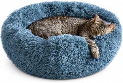Picture of Whiskers & Friends Cat Beds for Indoor Cats & Small Dog, Fluffy Cat Bed | Orthopedic Soft Plush Calming Donut Bed, Washable Round Pet Bed, Sized for Kitten to Large Cats & Puppy to Small Dogs
