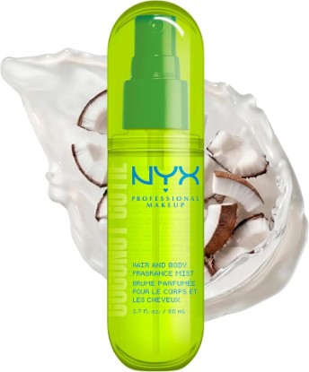 Picture of NYX PROFESSIONAL MAKEUP Fat Oil Fragrance Mist Perfume in Coconut Cutie, Coconut Scented Long Lasting Hair & Body Spray With Peach & Apple Notes, Vegan & Cruelty-Free 2.7 fl oz