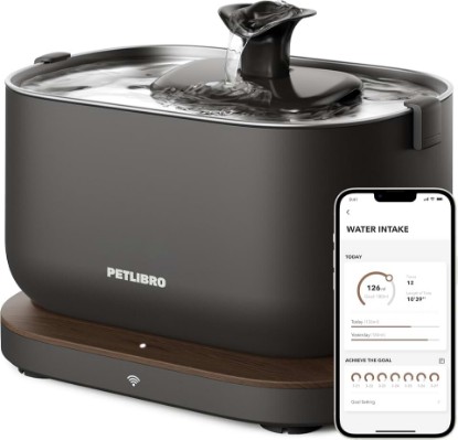 Picture of PETLIBRO Cat Water Fountain, App Monitoring Pet Fountains for Cats Indoor with Stainless Steel Tray, 2.5L/84oz Dockstream Automatic Water Dispenser for Drinking, 2.4G Wi-Fi Smart Bowl Inside