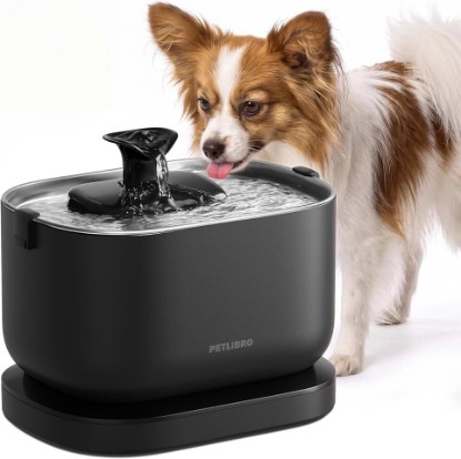 Picture of PETLIBRO Small Dog Water Fountain, Cordless Automatic Dog Water Bowl Dispenser With Stainless Steel Tray, 2.5L/84oz Battery Operated Indoor Pet Fountain Also for Medium Breeds, Quiet and Easy to Clean
