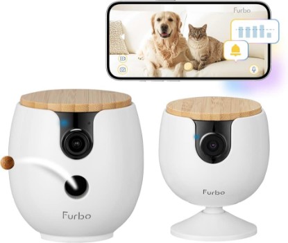 Picture of Furbo [New Mini 360° Camera + Mini Cam [New Subscription Required at Setup] (2-Camera Bundle Nanny Subscription): Pet Safety Alerts, Dog & Cat Cameras with Speaker, Phone App & Night Vision