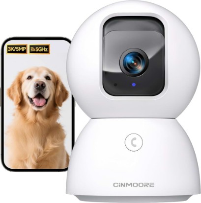 Picture of 5G Security Camera Indoor, 3K Pet/Dog Camera with Speaker/Phone App, PTZ WiFi Baby Monitor Cameras for Home Security, 0-Glow Night Vision 2-Way Talk, AI Tracking Facial Recognition Time Lapse