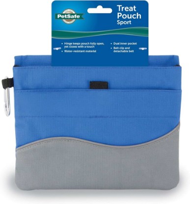 Picture of PetSafe Dog Treat Pouch Sport, Cadet Blue, Standard, 7.5 in L x 6.5 in H | Water & Stain-Resistant Training Pouch with Divided Treat Pocket, Belt Clip & Carabiner for Keys or Bags, Machine Washable