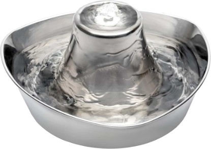 Picture of PetSafe Seaside Stainless Cat & Dog Fountain, 60 oz, 2 Filters & Pump | 60 Oz Capacity, 360-Degree Flow, Triple-Filter with 2.5x More Activated Carbon, Scratch/Rust-Resistant Stainless Steel