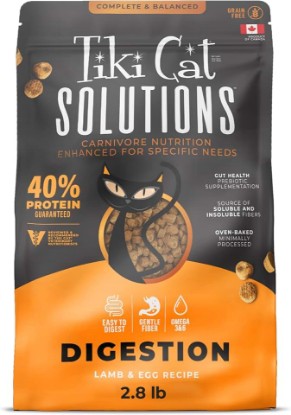 Picture of Tiki Cat Solutions Dry Cat Food, Digestion, Lamb & Egg, 2.8 lbs. Bag | Tiki Cat Solutions Recipe with Lamb & Egg, formulated for digestion support, gentle fiber for easy digestion