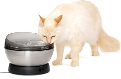 Picture of PetSafe HydroSphere 60 oz Stainless Steel Pet Fountain - Filtered Water Fountain for Cats and Small Dogs - Dishwasher Safe - Quiet, Wire-Free Pump - Easy to Clean